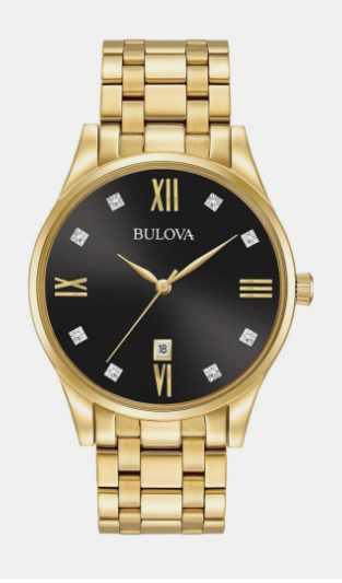 Bulova Men's Classic Stainless Steel Watch with Diamonds and Day Date