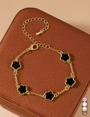 Bracelet classique de femme à design minimaliste de fleur à 5 pétales