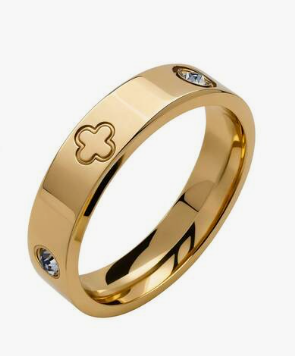 Bague minimaliste en acier inoxydable de couleur dorée