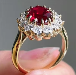Mode Rouge Anneau Strass